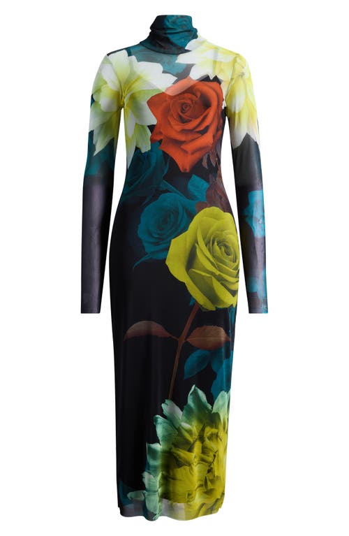 AFRM - Shailene Print Long Sleeve Mesh Body-Con Midi Dress