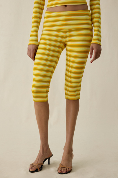 AFRM - Silvia Foldover Capri Leggings in Limelight Stripe, Women's