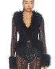 AFRM AFRM Simone Beaded Lace Fur Trim Cardigan - 1