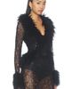 AFRM AFRM Simone Beaded Lace Fur Trim Cardigan - 2