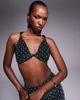 AFRM AFRM twist front halter crop top in black dot - part of a set - 1