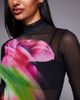 AFRM AFRM Zadie long sleeve mesh turtleneck top in pink peony blur-Black - 3
