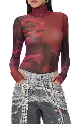 AFRM AFRM Zadie Mock Neck Mesh Top
