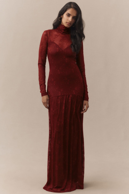 knee length dresses for ladies Daphne Lace Cutout Satin Maxi Dress ‍ Mermaid Way, Black & White / M main image 1
