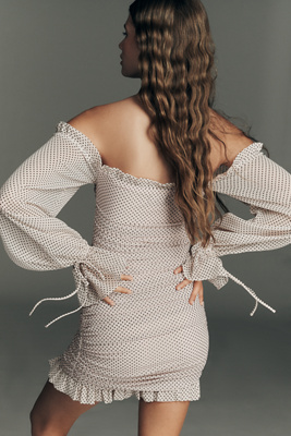 knee length dresses for ladies Pretty Look Mesh Long Sleeve Mini Dress main image 1