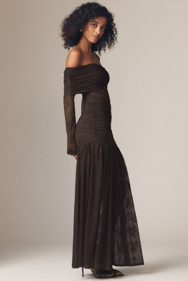 AFRM - Emmeline Off-the-Shoulder Long-Sleeve Stretch Lace Maxi Dress