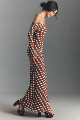 AFRM - Long-Sleeve Off-The-Shoulder Mesh Maxi Dress