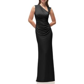 After Six After Six Ruched Asymmetric Neck Satin Gown