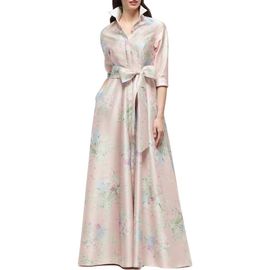 After Six After Six Sabine Floral Print Satin Gown