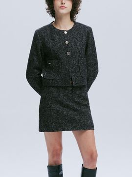 AFTERHOURS Classic Wool A-line Mini Skirt [Herringbone]