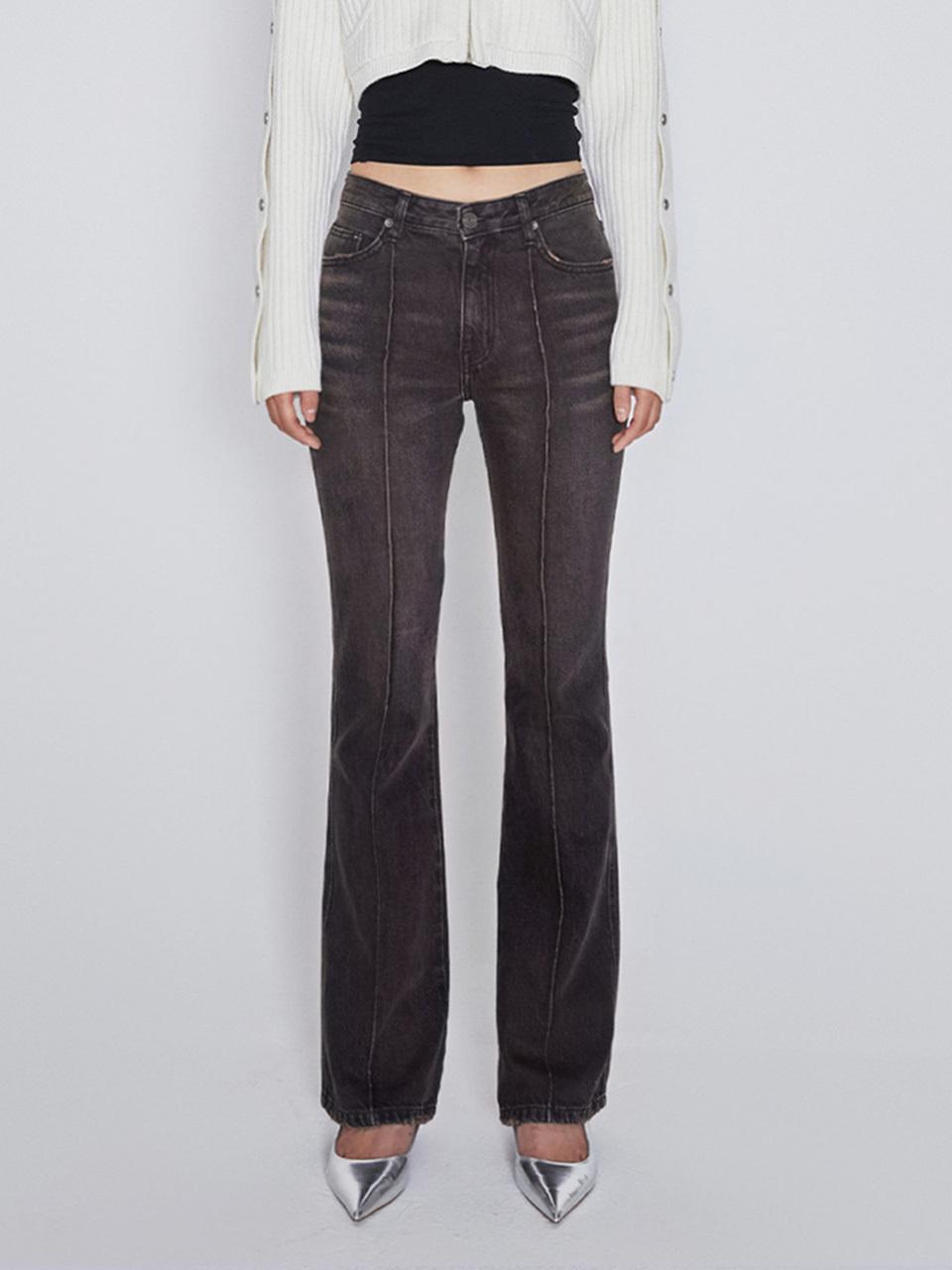 AFTERHOURS Denim Pintuck Bootcut High Rise Pants [Brown]