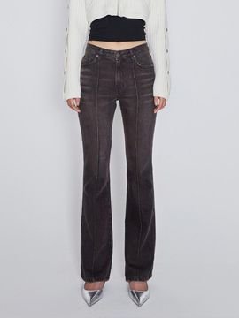 AFTERHOURS Denim Pintuck Bootcut High Rise Pants [Brown]