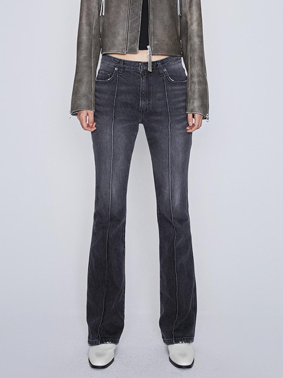 AFTERHOURS Denim Pintuck Bootcut High Rise Pants [Grey]