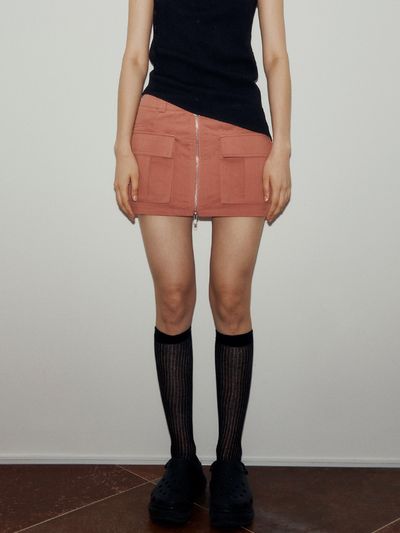 AFTERHOURS Front Pocket Zip-up Skirt_Brick Rose