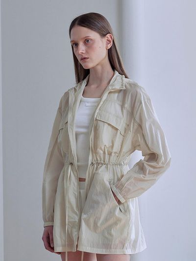 AFTERHOURS Lightweight Water Resistant Hip Length Jacket [BEIGE]