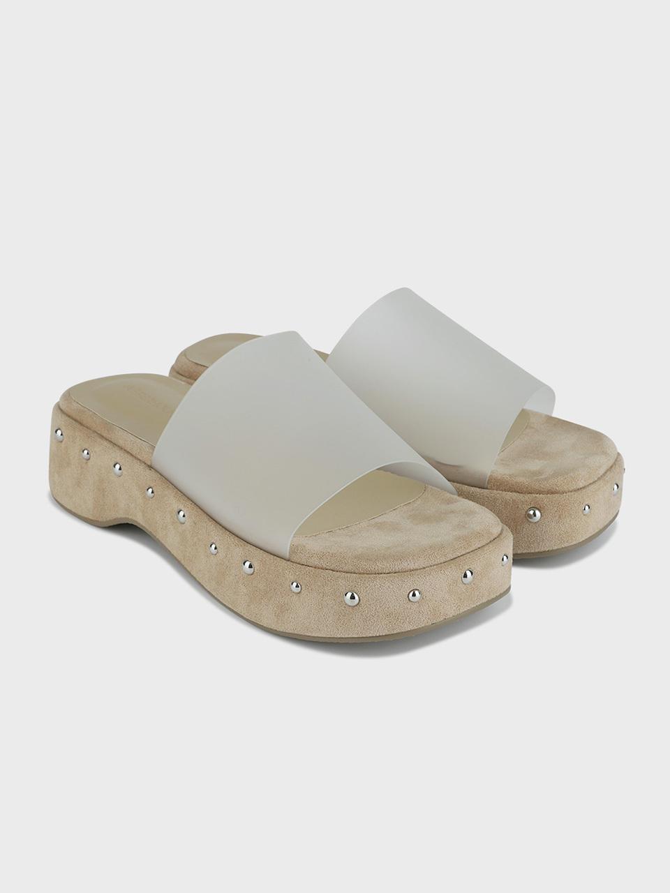 AFTERHOURS TPU Suede Western Block Heel Slides [Beige]