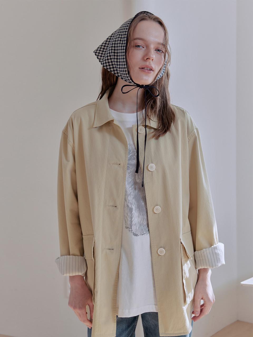 AFTERHOURS Vintage French Hip Length Blazer [Yellow Beige]