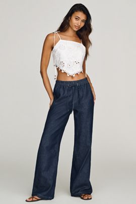AG Adria Cinched Mid-Rise Wide-Leg Jeans