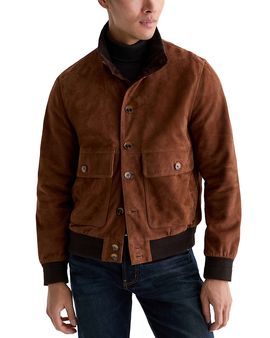 Ag Ag Andre Classic Fit Suede Leather Stand Collar Jacket