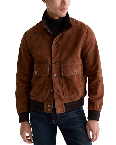 Ag Ag Andre Classic Fit Suede Leather Stand Collar Jacket