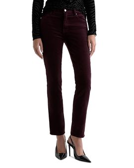 Ag Ag Mari Velvet Mid Rise Straight Jeans in Cherry Swing