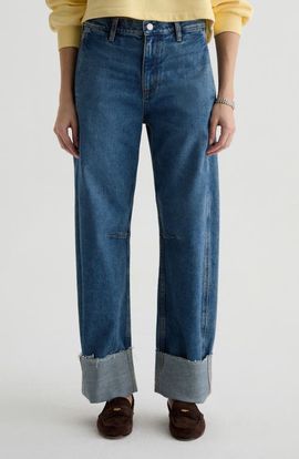 AG AG Mercer Cuffed Raw Hem High Waist Barrel Jeans