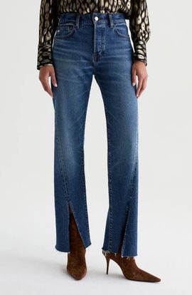 AG AG Sydney High Waist Raw Hem Straight Leg Jeans