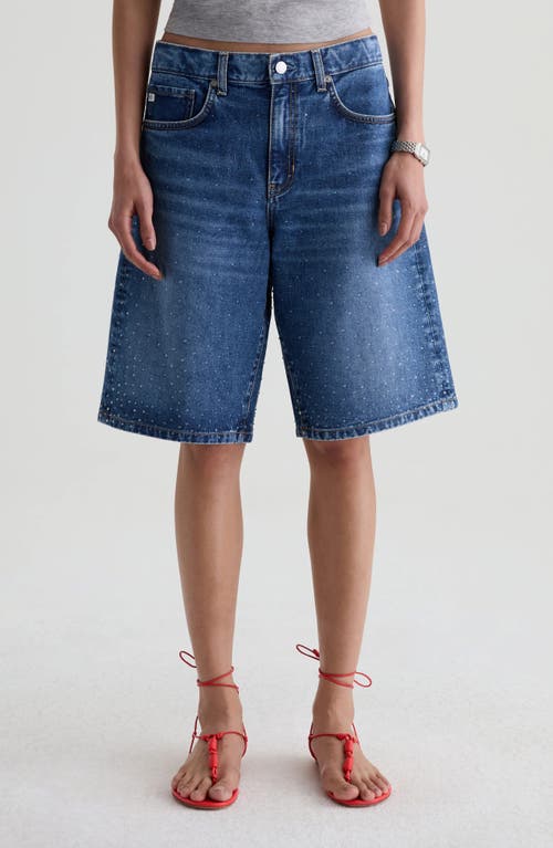 AG AG Thalia Embellished Denim Bermuda Shorts