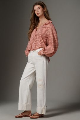 AG Jeans AG Saige High-Rise Cuffed Crop Wide-Leg Jeans