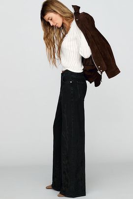 AG Jeans AG Saige Mid Rise Embroidered Wide Leg Jeans