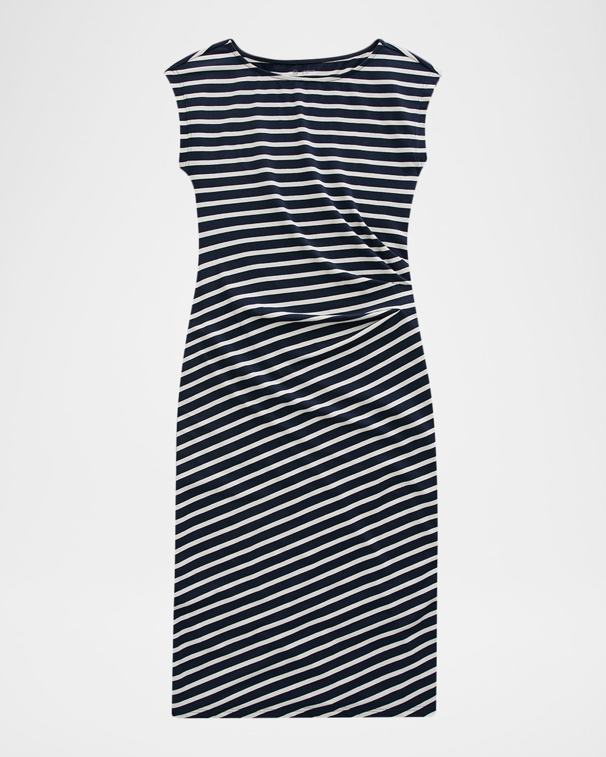 AG Jeans Aja Cap-Sleeve Striped Jersey Midi Dress