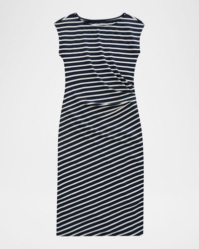 AG Jeans Aja Cap-Sleeve Striped Jersey Midi Dress