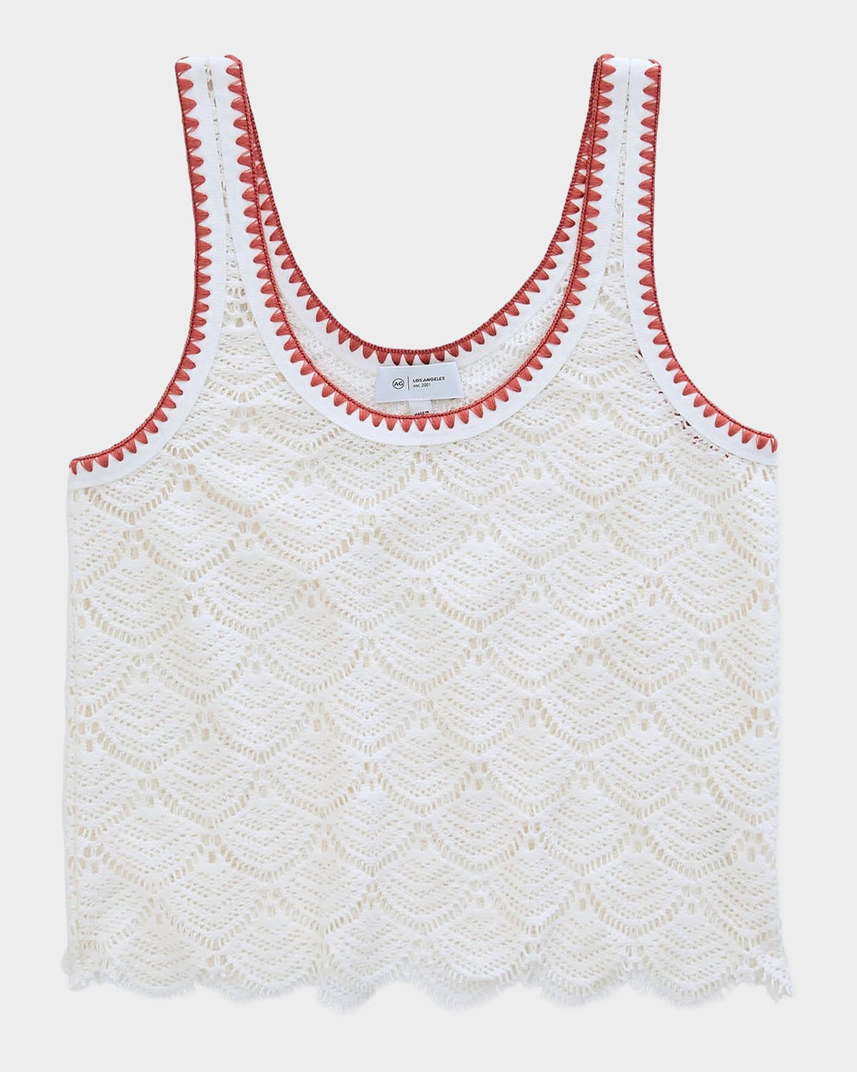 AG Jeans Bianca Scalloped Cotton Crochet Tank