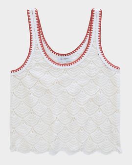 AG Jeans Bianca Scalloped Cotton Crochet Tank
