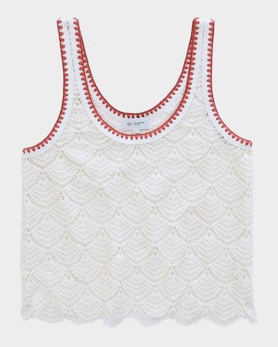 AG Jeans Bianca Scalloped Cotton Crochet Tank