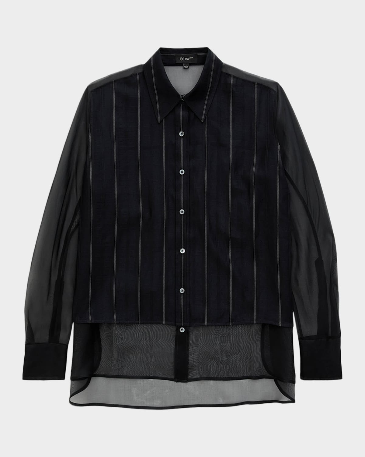 AG Jeans Relaxed-Fit Sheer Pinstripe Shirt