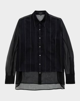 AG Jeans Relaxed-Fit Sheer Pinstripe Shirt