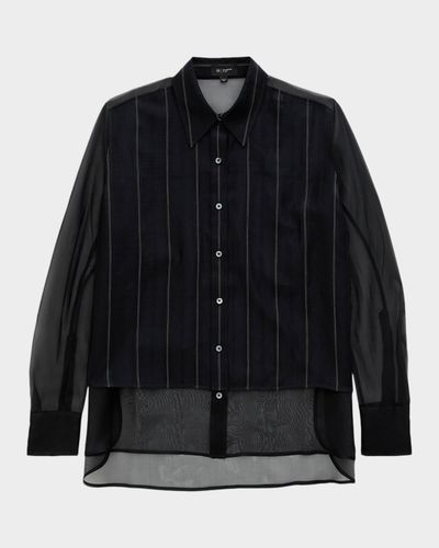 AG Jeans Relaxed-Fit Sheer Pinstripe Shirt