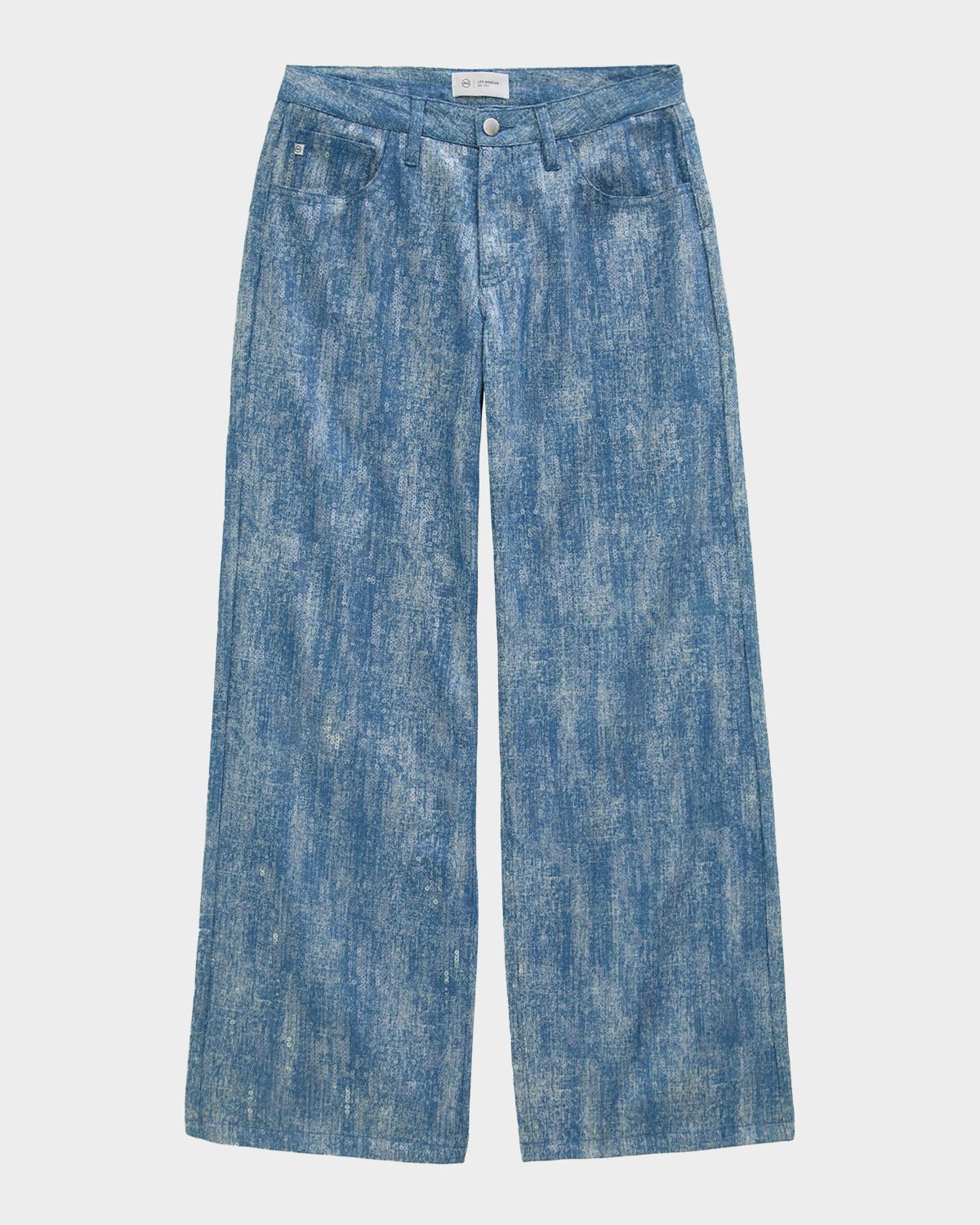AG Jeans Stella Low-Rise Wide Embellished Jeans