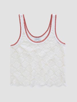 AG Jeans Women's Bianca Scalloped Cotton Crochet Tank