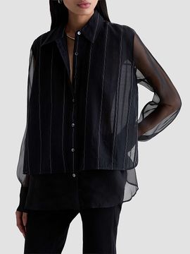 AG Jeans Women's Sawtelle Pinstripe Cotton-Silk Shirt