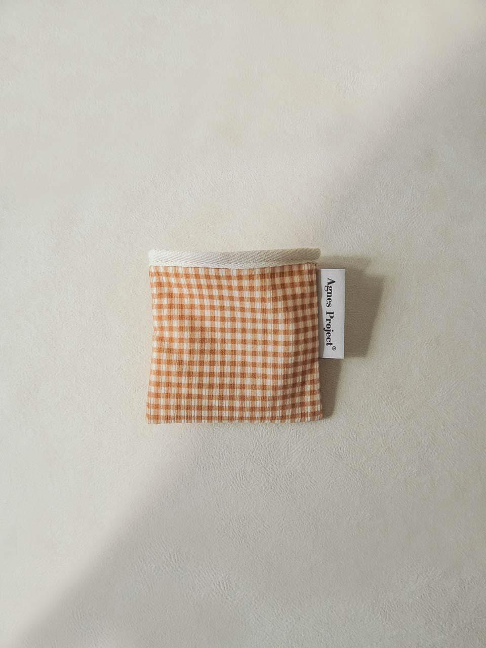 Agnes Project Square Check Cotton Corduroy Pouch [Beige]