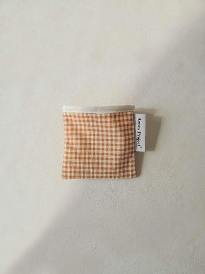 Agnes Project Square Check Cotton Corduroy Pouch [Beige]