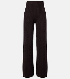 Agnona Agnona Cable-knit cashmere wide-leg pants