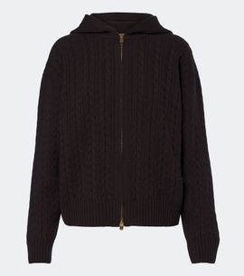 Agnona Agnona Cable-knit cashmere zip-up hoodie