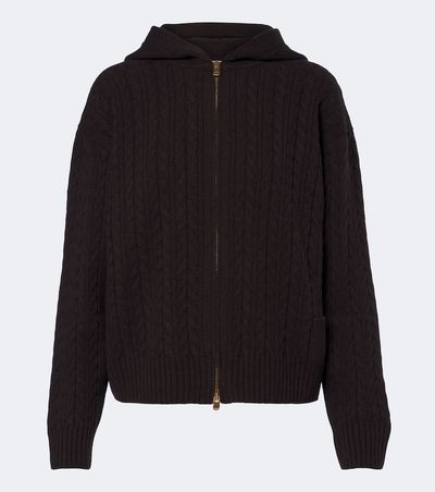Agnona Agnona Cable-knit cashmere zip-up hoodie