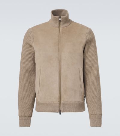 Agnona Agnona Cashmere and suede bomber jacket