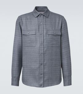 Agnona Agnona Checked wool, silk, and linen shirt