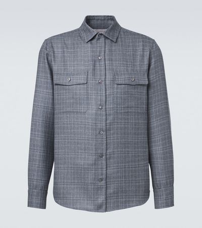 Agnona Agnona Checked wool, silk, and linen shirt
