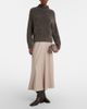 Agnona Agnona Leather-trimmed wool flannel midi skirt - 2